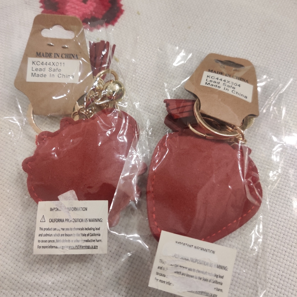 Two Rinestone Strawberry and Ladybug Key chains - Picture 2 of 6